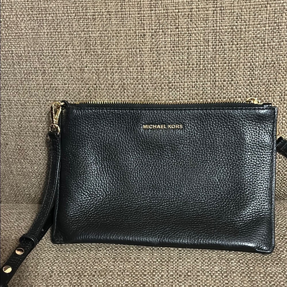 Michael Kors Black Pebbled Leather Clutch